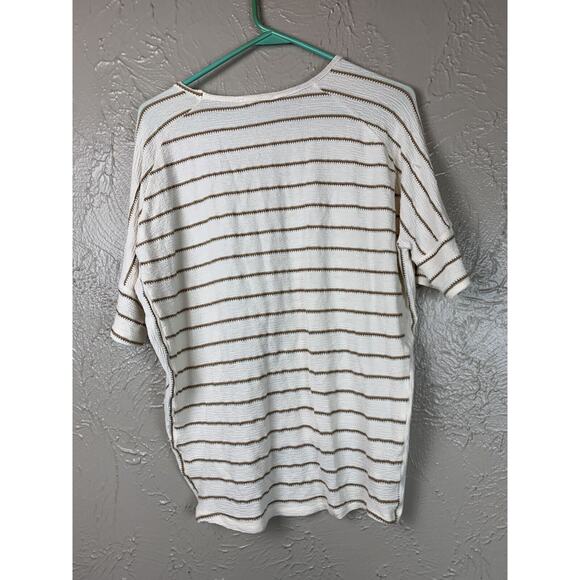 John Paul Richard Top Stretch Knit Short Sleeve Striped‎ Relaxed Fit Size Large - Picture 2 of 3